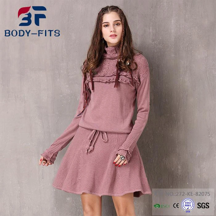 Women Knit Dress Long Sleeve